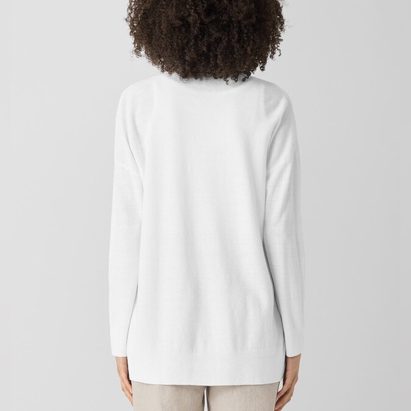 NWT EILEEN FISHER Organic Linen Cotton Long Cardigan White (M) - Picture 2 of 11